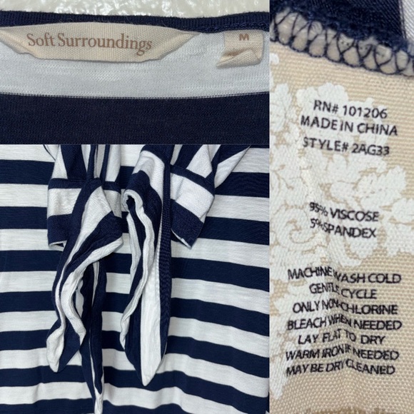 Soft Surroundings Adrift Top Women's medium Nautical Navy White Stripe # 2AG33 - Picture 4 of 16